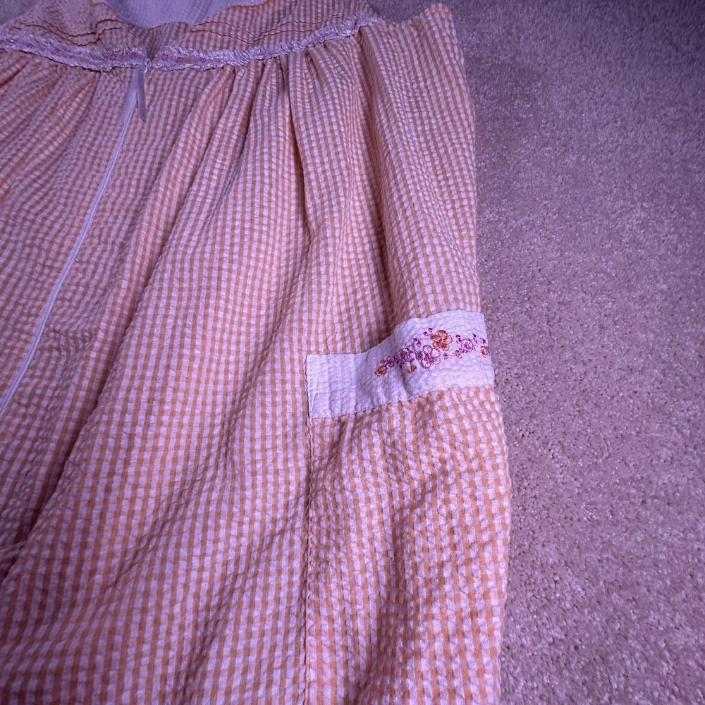 Secret Treasures Women's 2XL Orange Seersucker House Dress Zip Up pockets - Picture 4 of 5